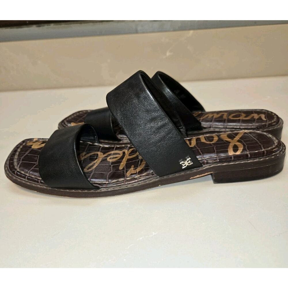 Sam Edelman Haydee Strappy Slide Sandals Open Toe Black Leather Size 9.5 - Picture 2 of 5